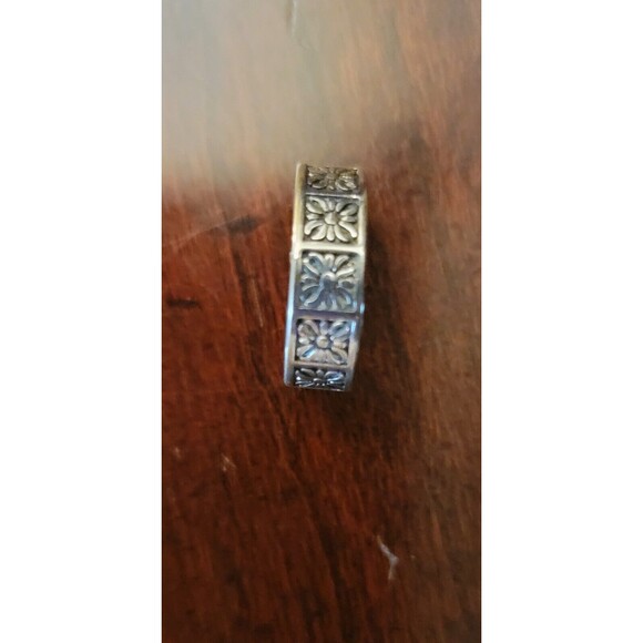 Toe Ring Band Sterling Silver, 3.32 Adjustable Smooth Flat w Flower Tiles Boho - Picture 1 of 14
